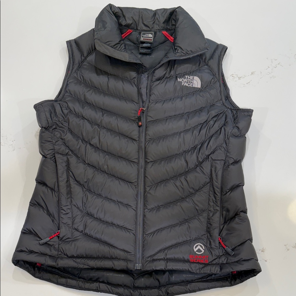The North Face Charcoal Vest with Red Details